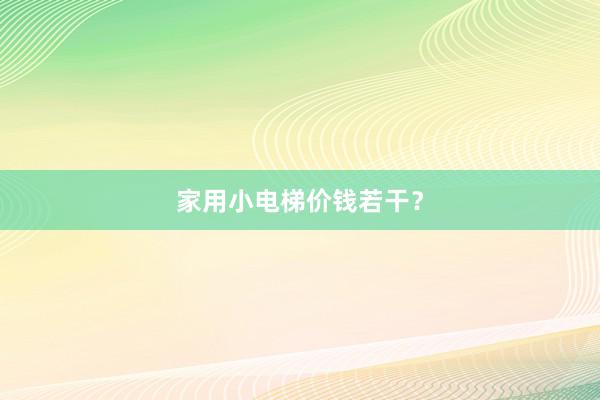 家用小电梯价钱若干？