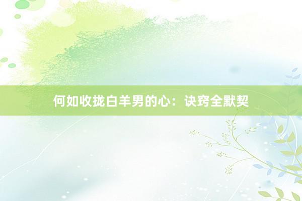 何如收拢白羊男的心：诀窍全默契